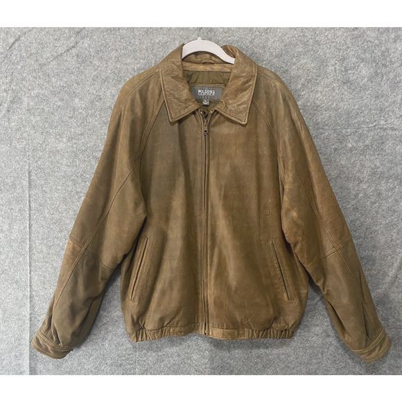 Vtg Wilsons Leather Motorcycle Bomber‎ Jacket Mens Sz L Cognac Brown 80's - Picture 1 of 16